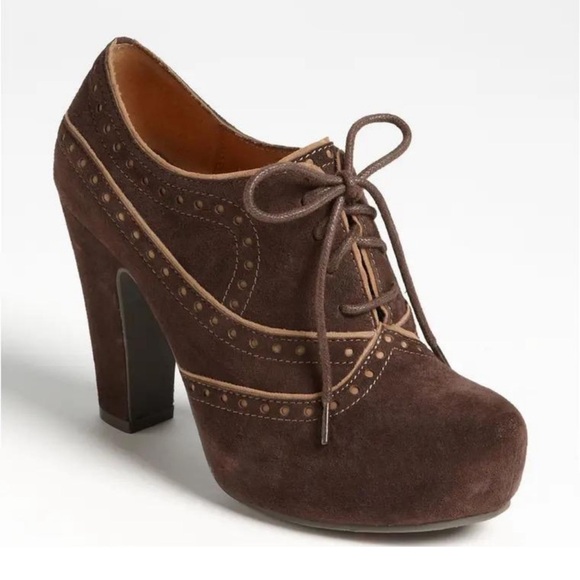 Miz Mooz Shoes - Miz Mooz Lance Brown Suede Platform Oxfords With Block Heel Size 9 Retro Look